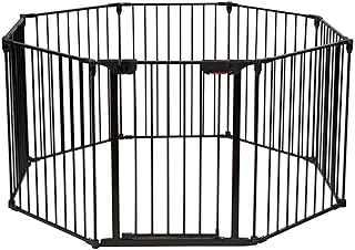 Costzon Baby Safety Gate, 181-Inch Extra Wide Fireplace Fence, Foldable Pet Gates with Add/Decrease Panels Directly, Wall-Mount Metal Gate for Pet & Child