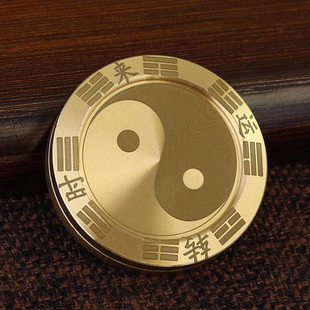 Metal Fidget Toys Adults, Metal Fidget Slider, - Tai Chi Lucky Haptic Coin Cool EDC Toy, More Played More Luck You Got, Adult fidgets for Anxiety and Stress
