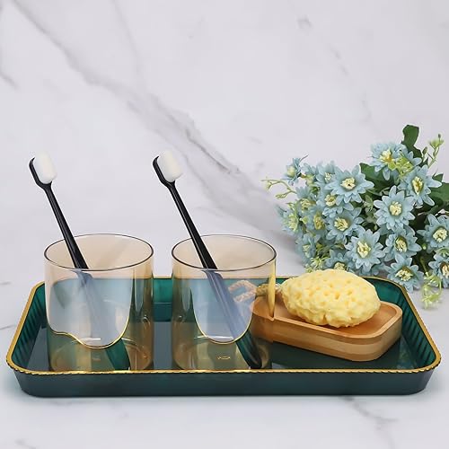 Miniatura 4 de Juego de bandejas organizadoras con 3 bandejas diferentes, juego de bandejas decorativas con borde dorado, bandeja de exhibición para cosméticos,