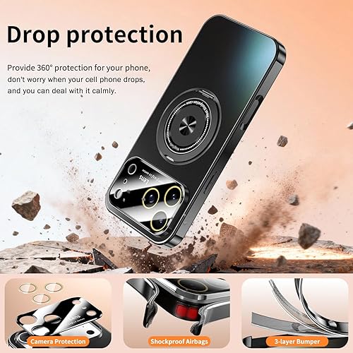 Miniatura 6 de Funda para iPhone 17 Pro Max con soporte magnético giratorio cubierta de cámara integrada compatible con MagSafe Funda delgada de protección a