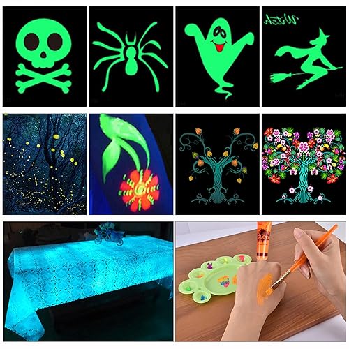 Miniatura 6 de GARYOB - Pintura para rostro y cuerpo que brilla en la oscuridad luz UV y neón fluorescente 034 onzas juego de 6 tubos