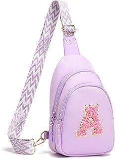 I IHAYNER Birthday Gifts for 3 4 5 6 7 8 9 10 11 12 13 Year Old Girls Small Initial Sling Bag for Travel Cute Crossbody Bag (Purple-A）
