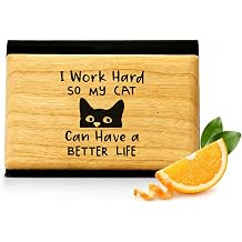 Mancheng-zi Cat Mom Dad Owner Gifts Wood Air Freshener Car, Funny Black Cat Air Freshener for Cars Citrus Scents, Pet Lover Gifts, Cute Car Odor Eliminator Interior Visor Accessories Gift
