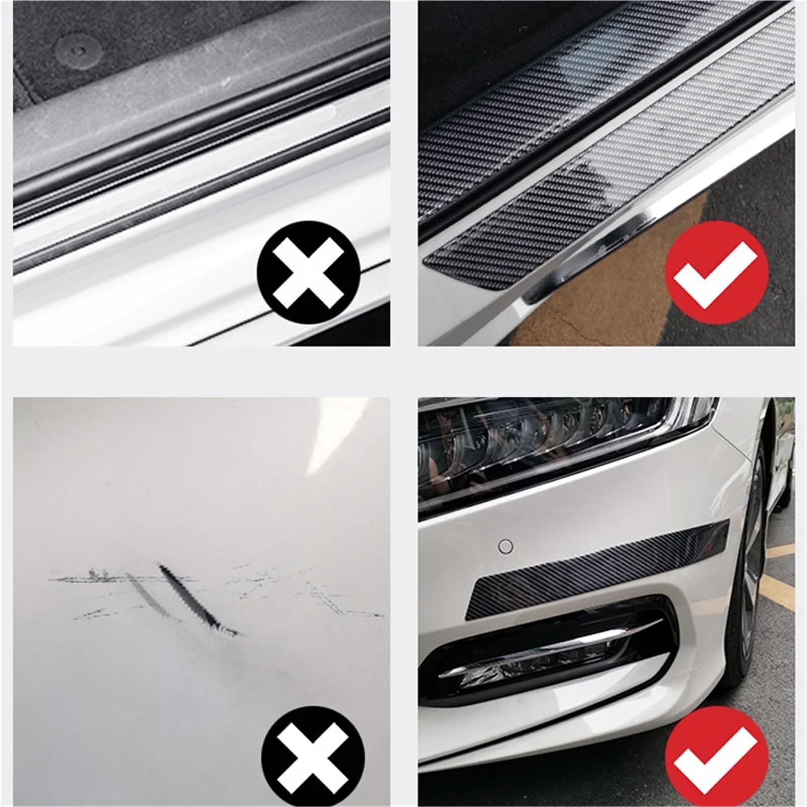 Adesivi per paraurti auto, battitacco, pellicola protettiva in vinile per carrozzeria in fibra di carbonio, antigraffio spoiler inferiore spoiler protezione(7cm 2.5m 1pc)