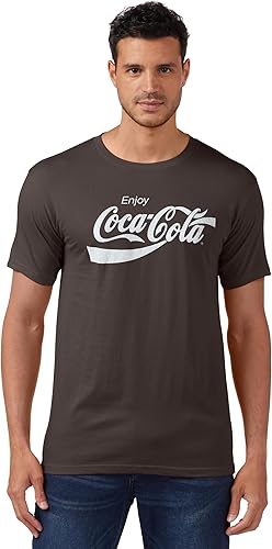 Coca-Cola T-Shirt à Manches Courtes Coke des années 80 pour Homme, Charbon, Tail