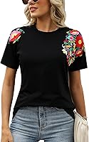 Vackutliv Mexican Embroidered Shirts for Women - Traditional Floral Tunic Blouse, Short Sleeve Summer Top