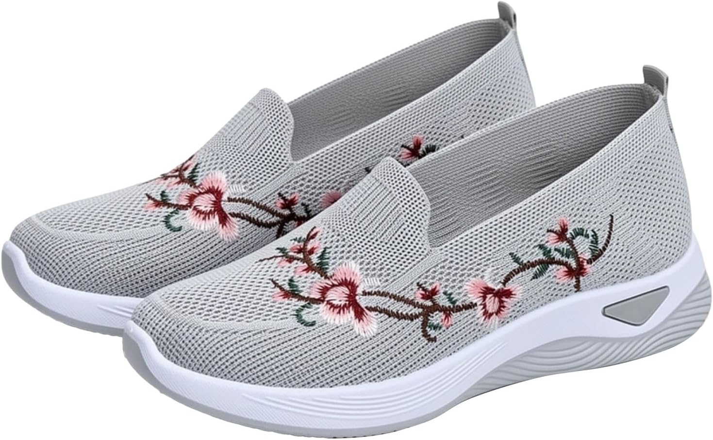 Women Woven Mesh Sneakers Flower Foam Cusion Athletic Lightweight Breathable Soft Shoes Tennis Workout Slip On Sandals