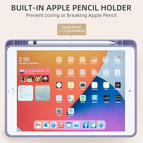 Miniatura 172 de Akkerds - Funda para iPad 10.2 2020, iPad 8ª generación/2019, iPad 7ª generación, con soporte para lápiz. Funda protectora premium con parte trasera