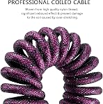 ATTACK SHARK Custom Coiled USB C to A Cable for Gaming Keyboard,Double-Sleeved Starlight Braided Cable with Detachable Metal Aviator 24K Gold Connector 1.7M for Phone/PS4/Android/Xbox-(Ross Red)