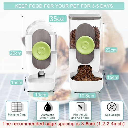 Miniatura 10 de Lemtrflo Dispensador automático de agua para alimentos, juego de dispensador de agua y alimentador de conejo por gravedad, dispensador de comida y