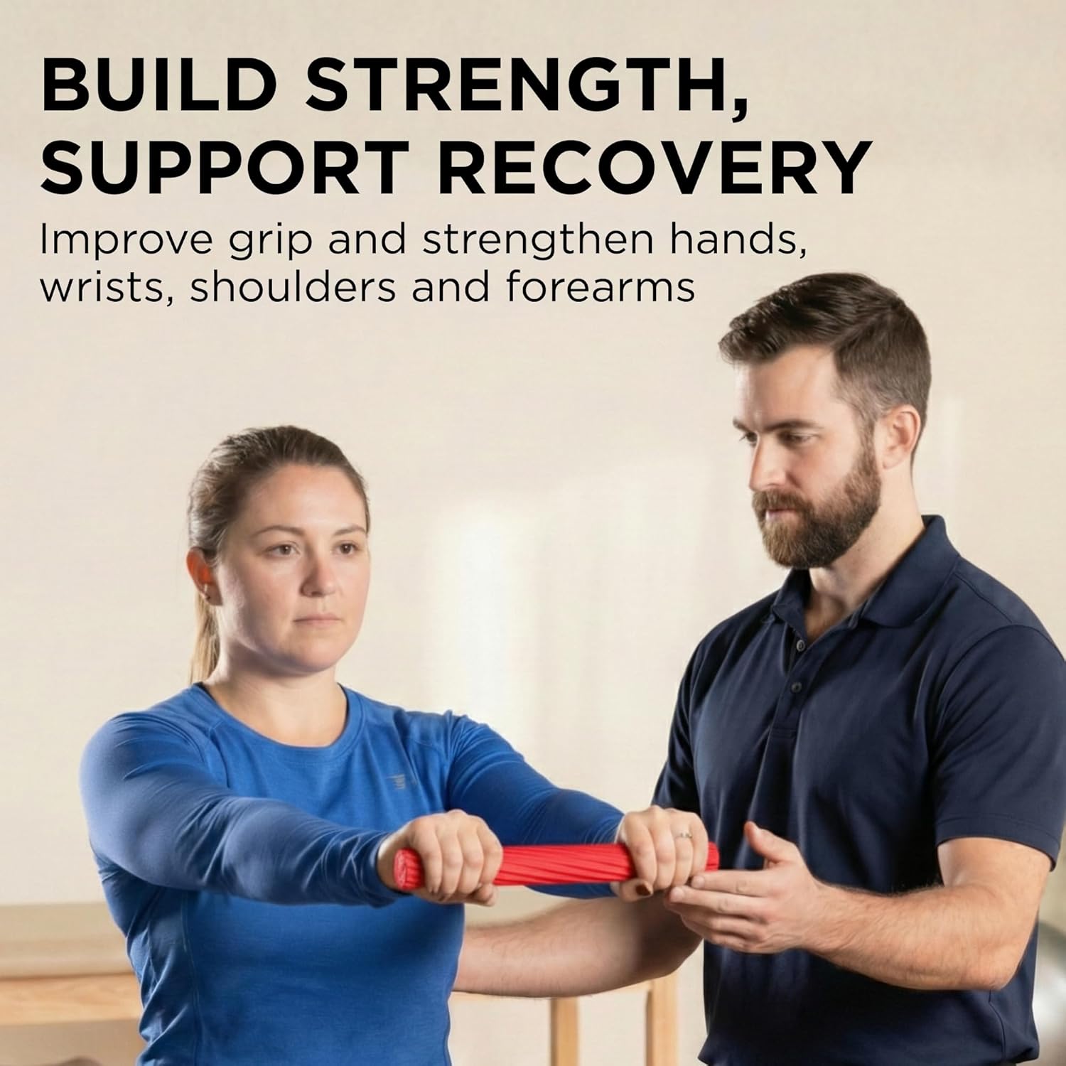 THERABAND FlexBar Resistance Bar, Light, Red Flex Therapy Bar for Physical Therapy, Wrist & Forearm Exercise Equipment, Non Slip Grip, Compact Design