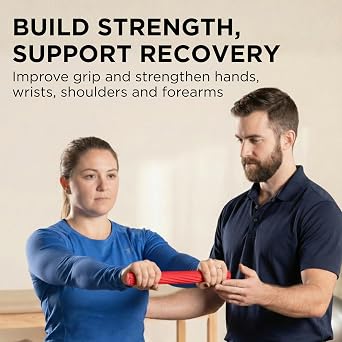 THERABAND FlexBar Resistance Bar, Light, Red Flex Therapy Bar for Physical Therapy, Wrist & Forearm Exercise Equipment, Non Slip Grip, Compact Design