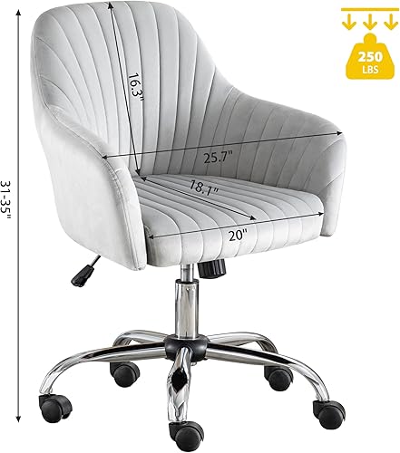 Miniatura 2 de Anwickhomk Silla de escritorio de oficina en casa, silla de tocador, moderna silla con respaldo bajo ajustable de terciopelo, silla de oficina