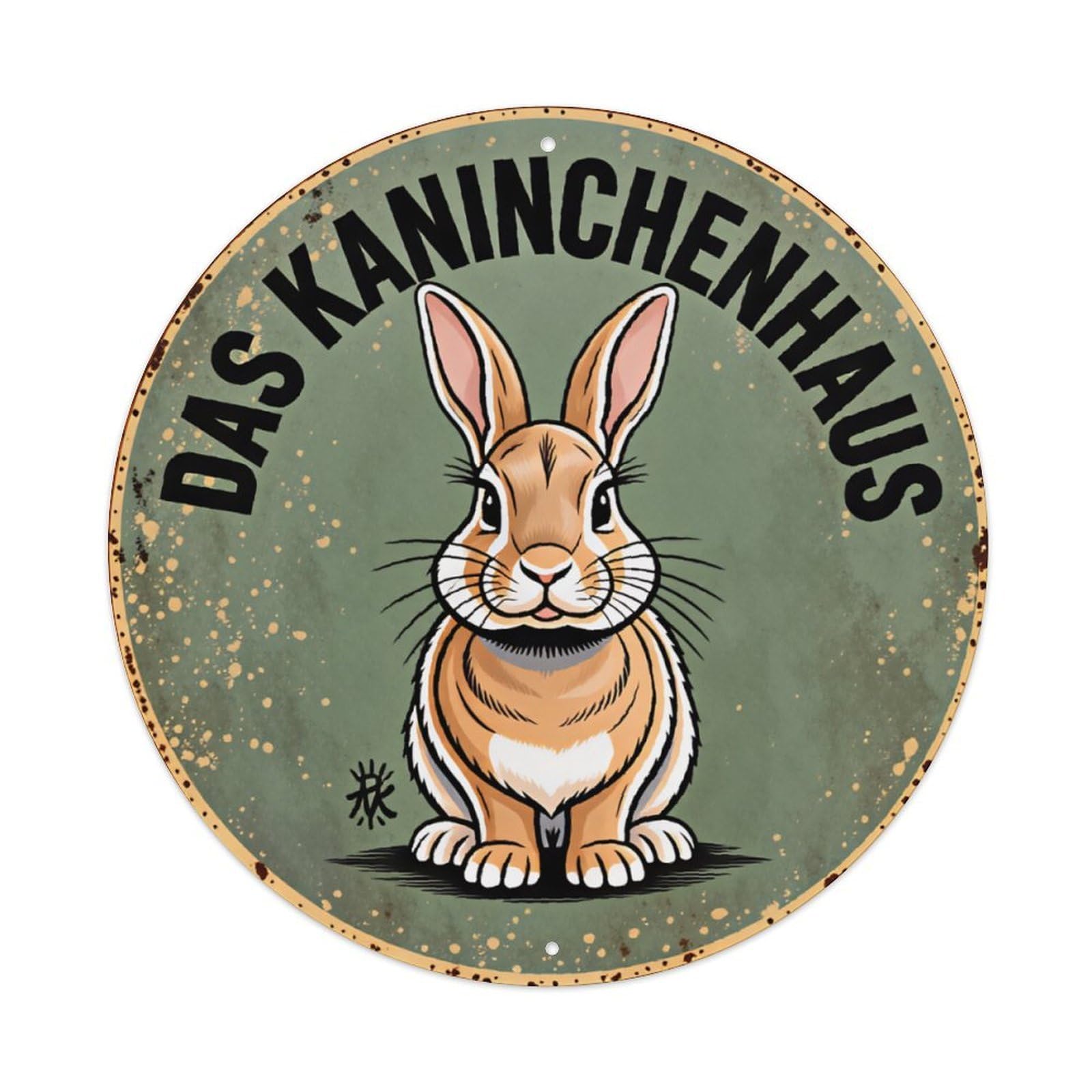 Vintage Reading Rabbit Floral Wall Sign Vintage Aluminium Metal Sign, Retro Wall Decor for Home, Bar, Garage & Farmhouse 20x20cm