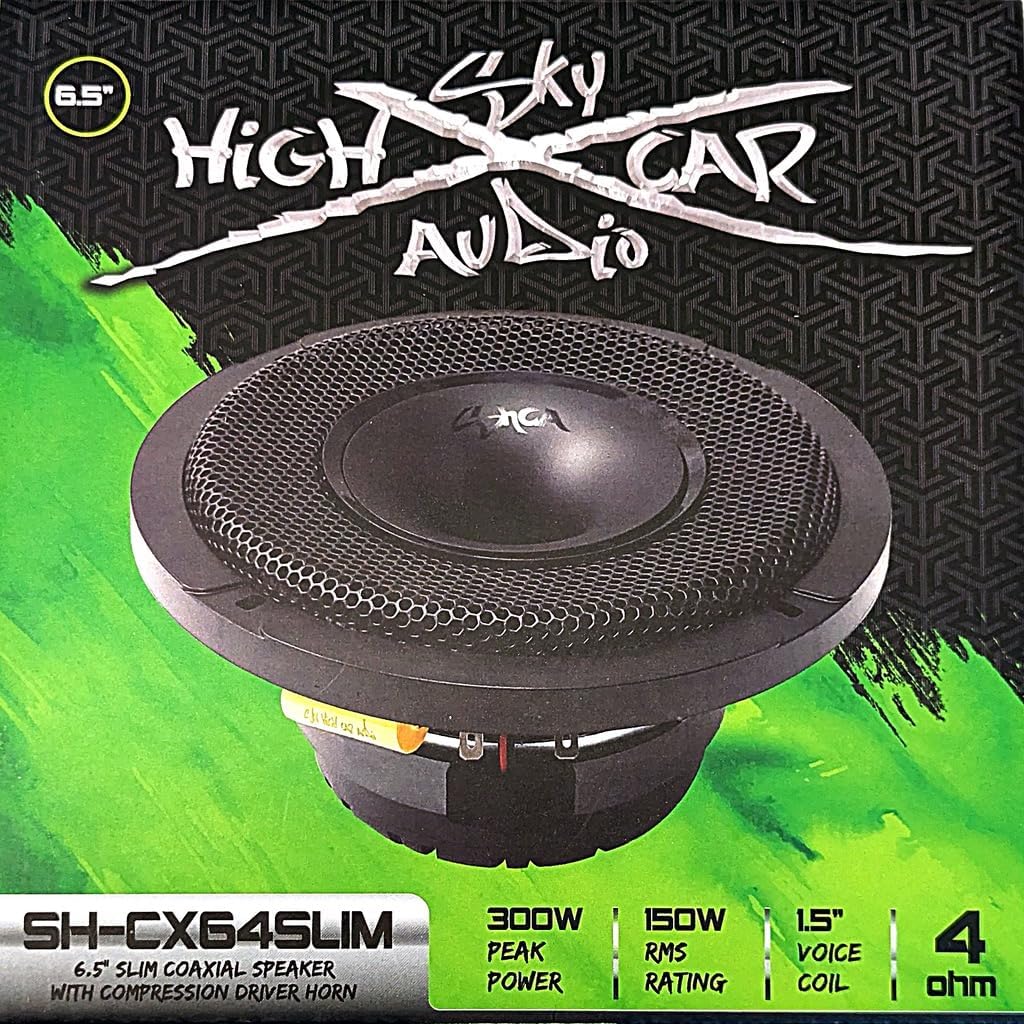 Sky High Car Audio SH-CX64SLIM 6.5" Slim Coaxial Speaker with Compression Driver Horn (Single Speaker)