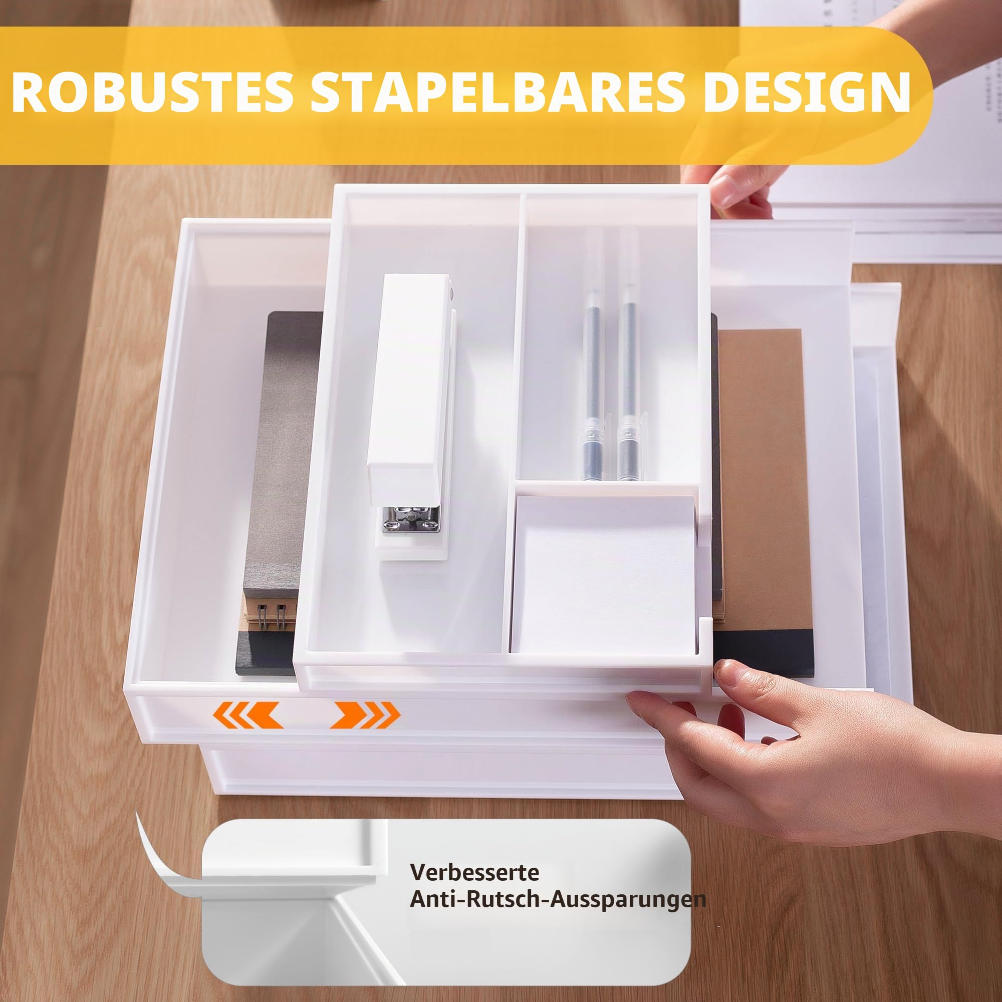 Eufrozy Briefablage A4 Stapelbar, 3-Tier Dokumentenablage Weiß für Desktop Büro Organisation, Papierablage A4 Ablagefächer Stapelbar Quer, Schreibtisch Organizer Aktenablage für Büro Schule