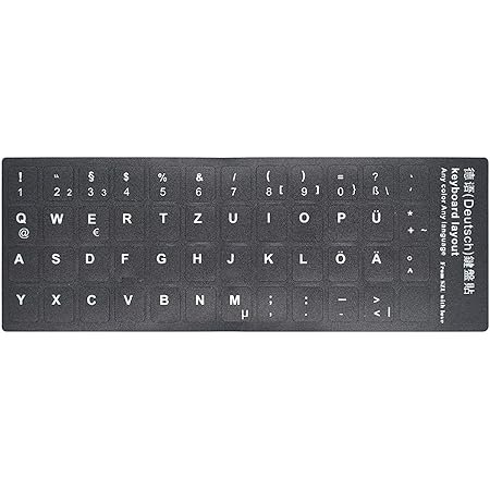 Amazon Com 2 Pcs German Keyboard Stickers With Non Transparent Black Background White Letters For Pc Computer Laptop Size Of Each Key Sticker 0 43 X 0 51 German Electronics