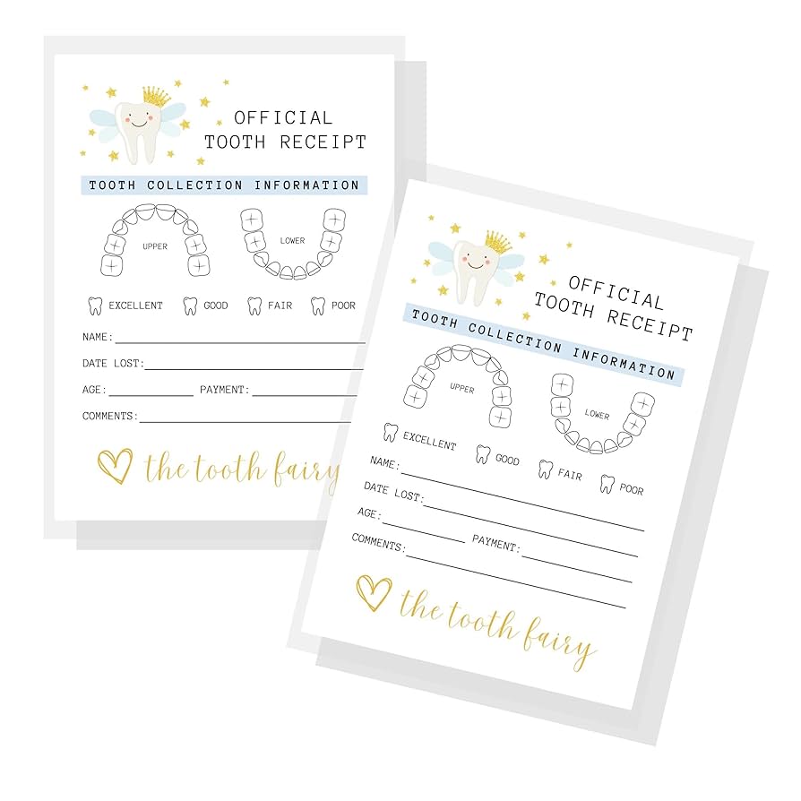 amazon-com-tooth-fairy-receipt-cards-40-pack-4-25x5-5-inch-large-postcard-size-tooth-fairy-receipt-for-lost-tooth-certificate-for-kids-to-add-under-pillow-white-card-with for Free Printable Lost Tooth Chart Amazon.com : Tooth Fairy Receipt Cards | 40 Pack | 4.25x5.5