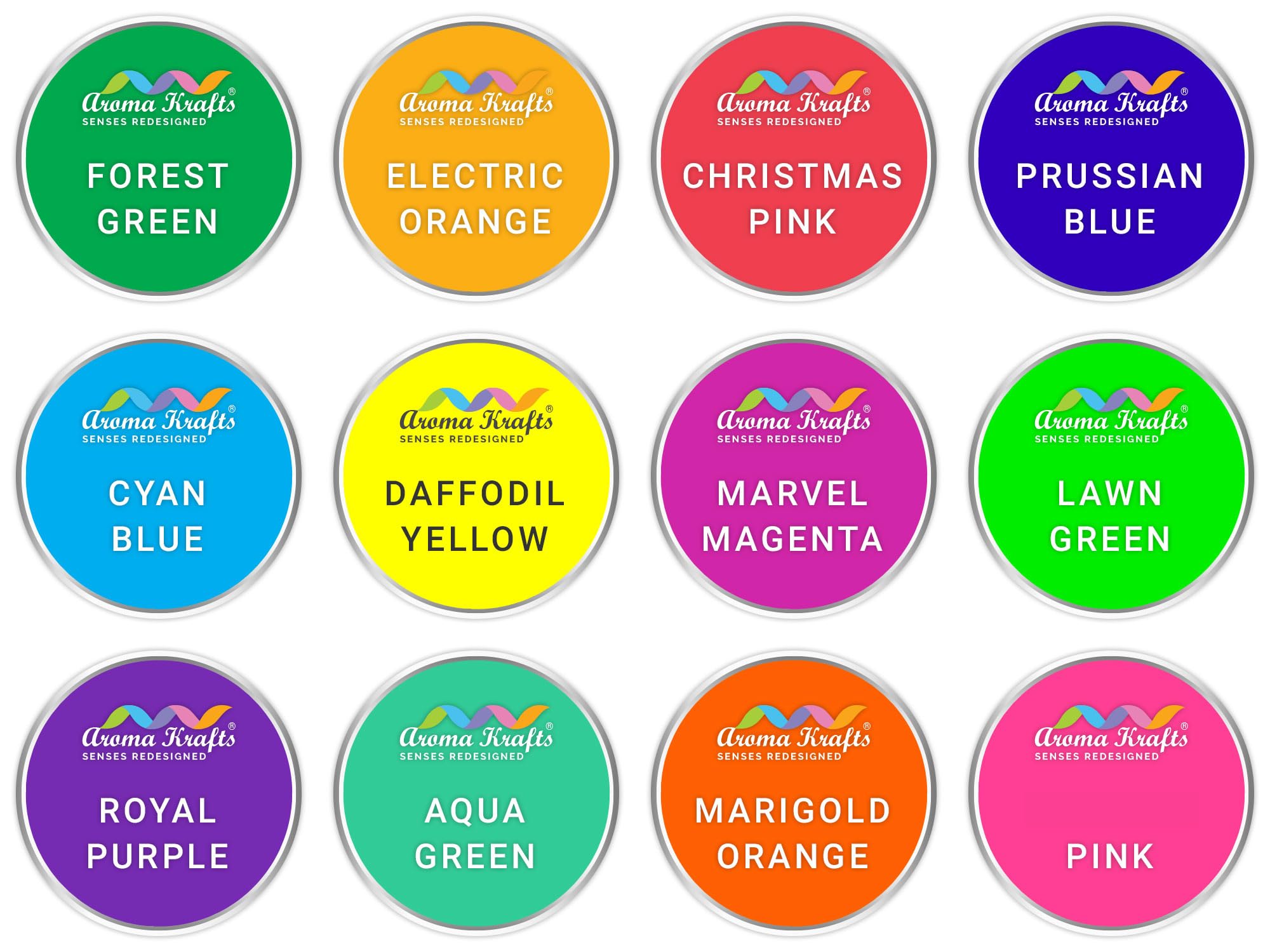 Aroma Krafts® Non Bleeding Fluorescent Colours for DIY Soap Making - Set of 12 (10 g each)-image-42