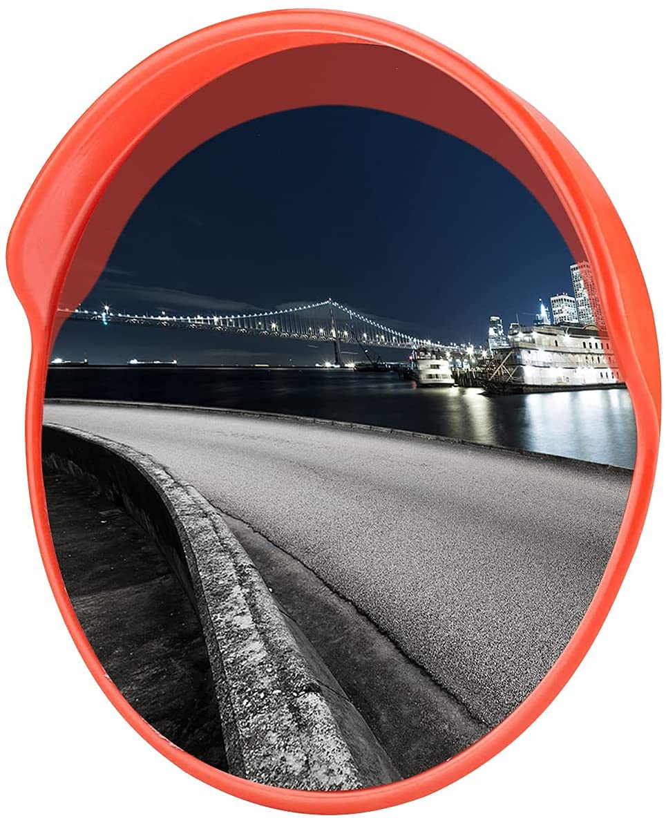 DARIT 60cm Convex Mirror Polycarbonate Road Security Traffic Safety Mirror, Weatherproof, Unbreakable with Mount, Wide Angle Mirror for In- & Outdoors, Red (24 Inch) (B095KNFWX6) Amazon Price History, Amazon Price Tracker