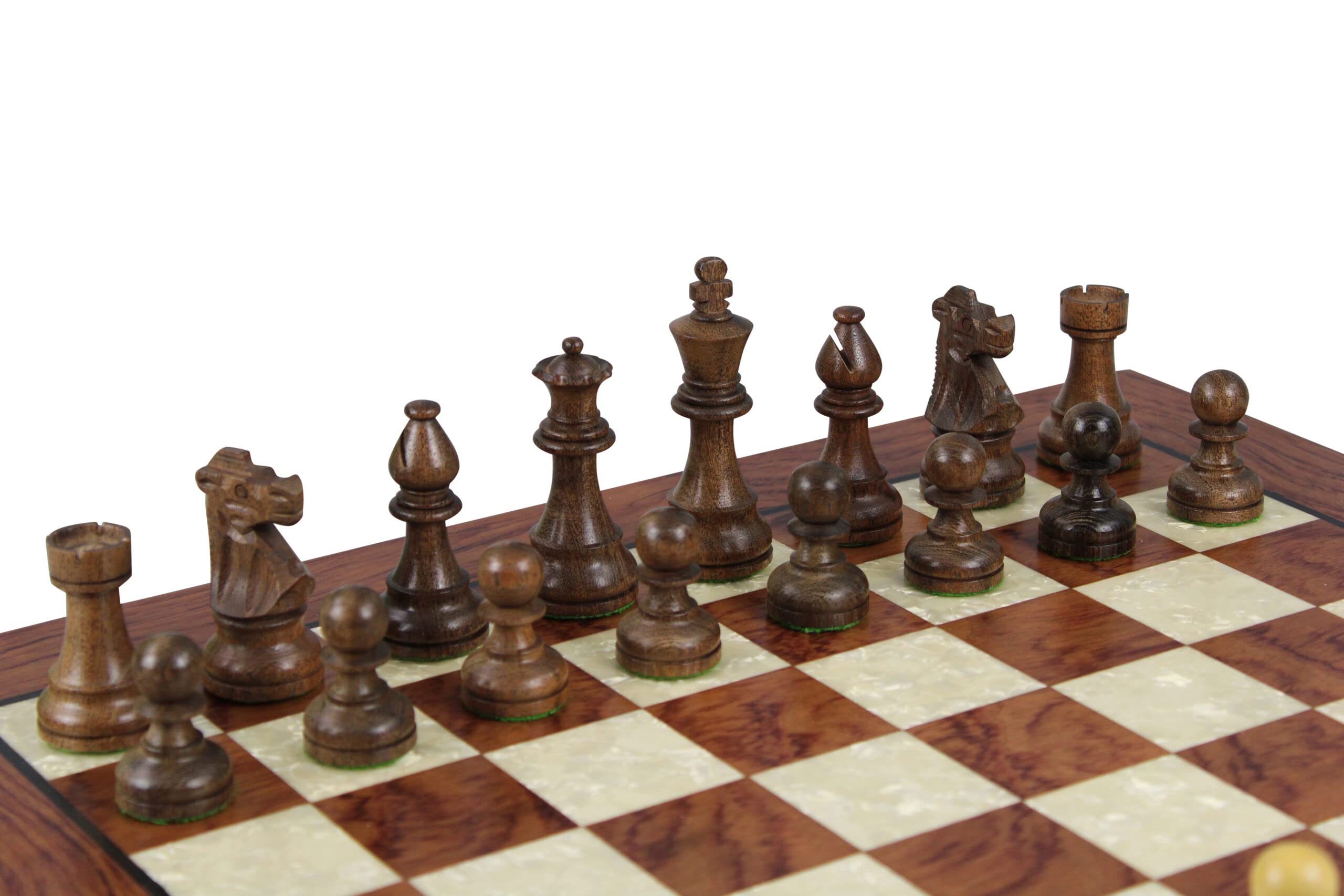 Helena - Set di scacchi in legno di palissandro, 50 cm, pesato, Sheesham, cavaliere francese Staunton, pezzi di scacchi 9,75 cm