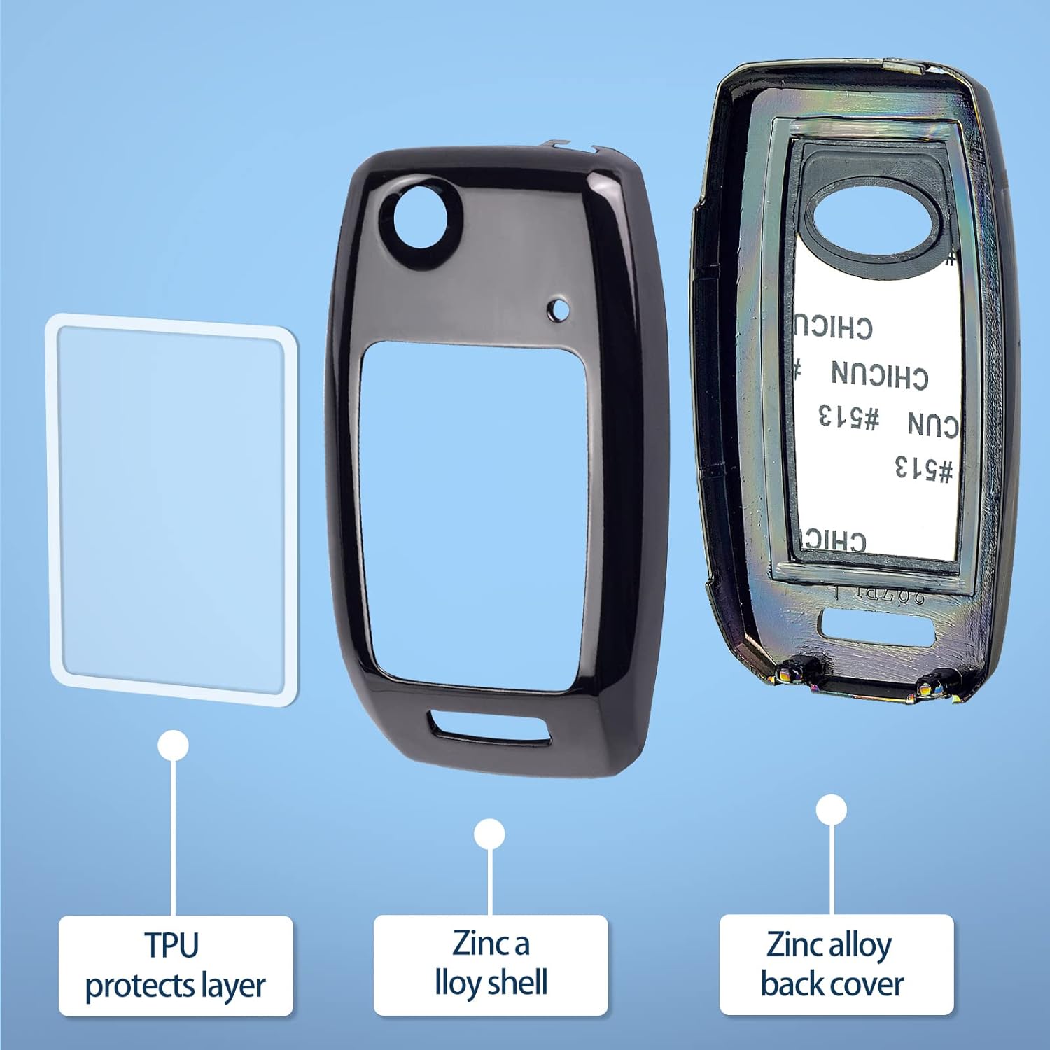 Black zinc Alloy Smart Key Case Cover Compatible with KIA Forte Optima Rio Sedona Sorento Soul SPORTAGE Keyless Car Remote Accessory