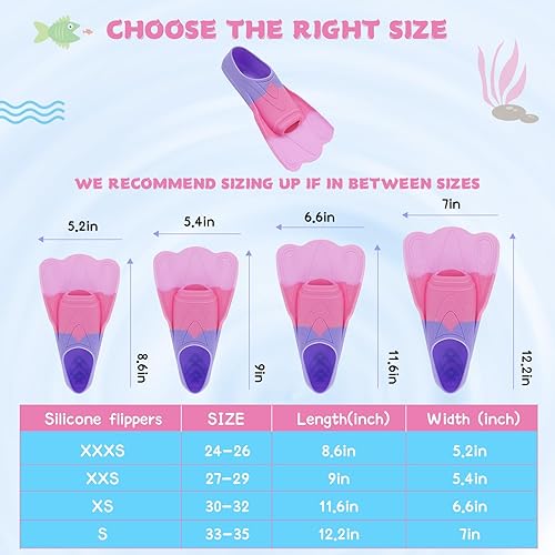 Miniatura 4 de Aletas de entrenamiento de natación para niños, cómodas aletas cortas de silicona para aletas de natación, tamaño de viaje para niños con bolsa de