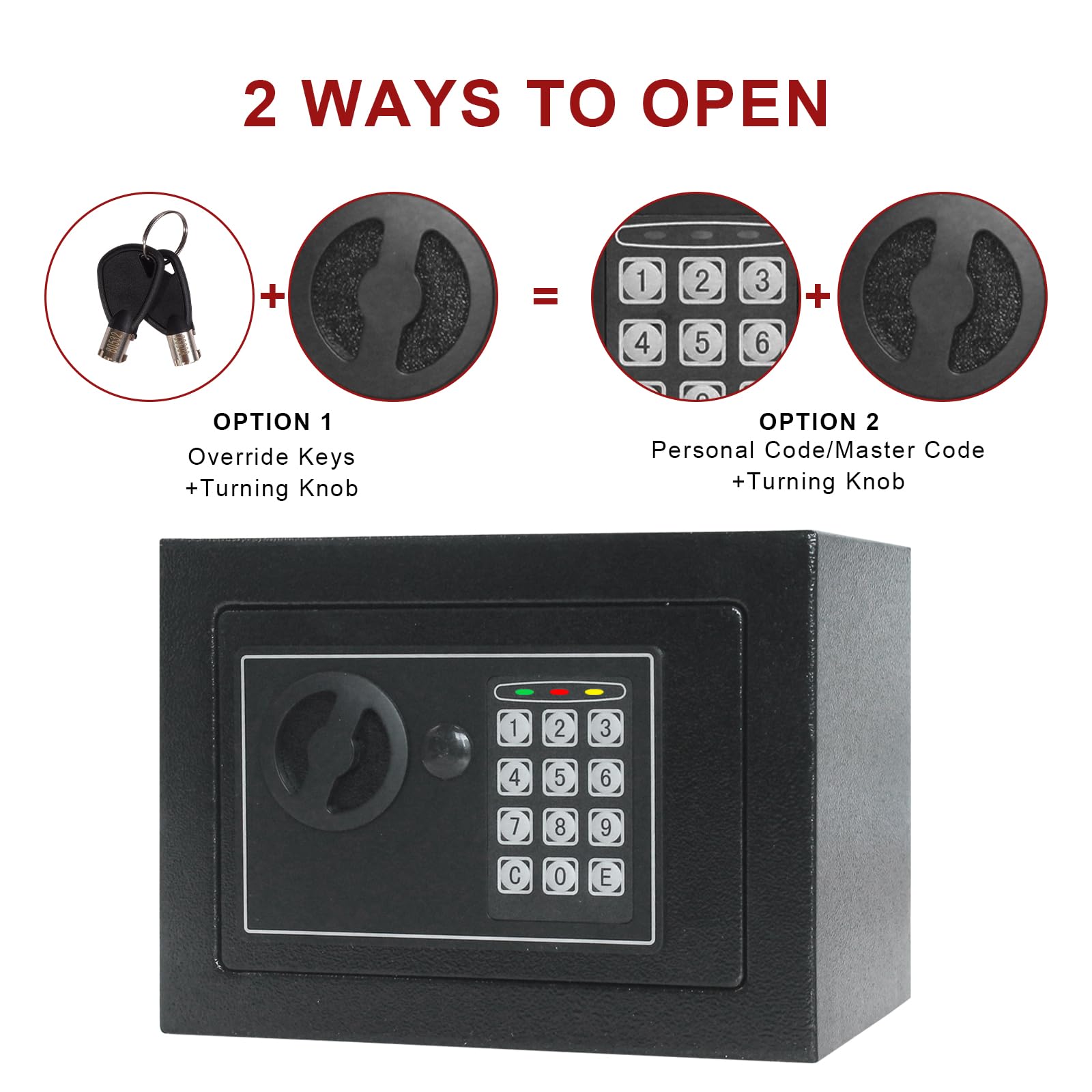 Caja fuerte, tamaño 17 x 23 x 17 cm con luz de inducción, caja de seguridad digital electrónica con construcción de acero, para hogares, hoteles, oficinas
