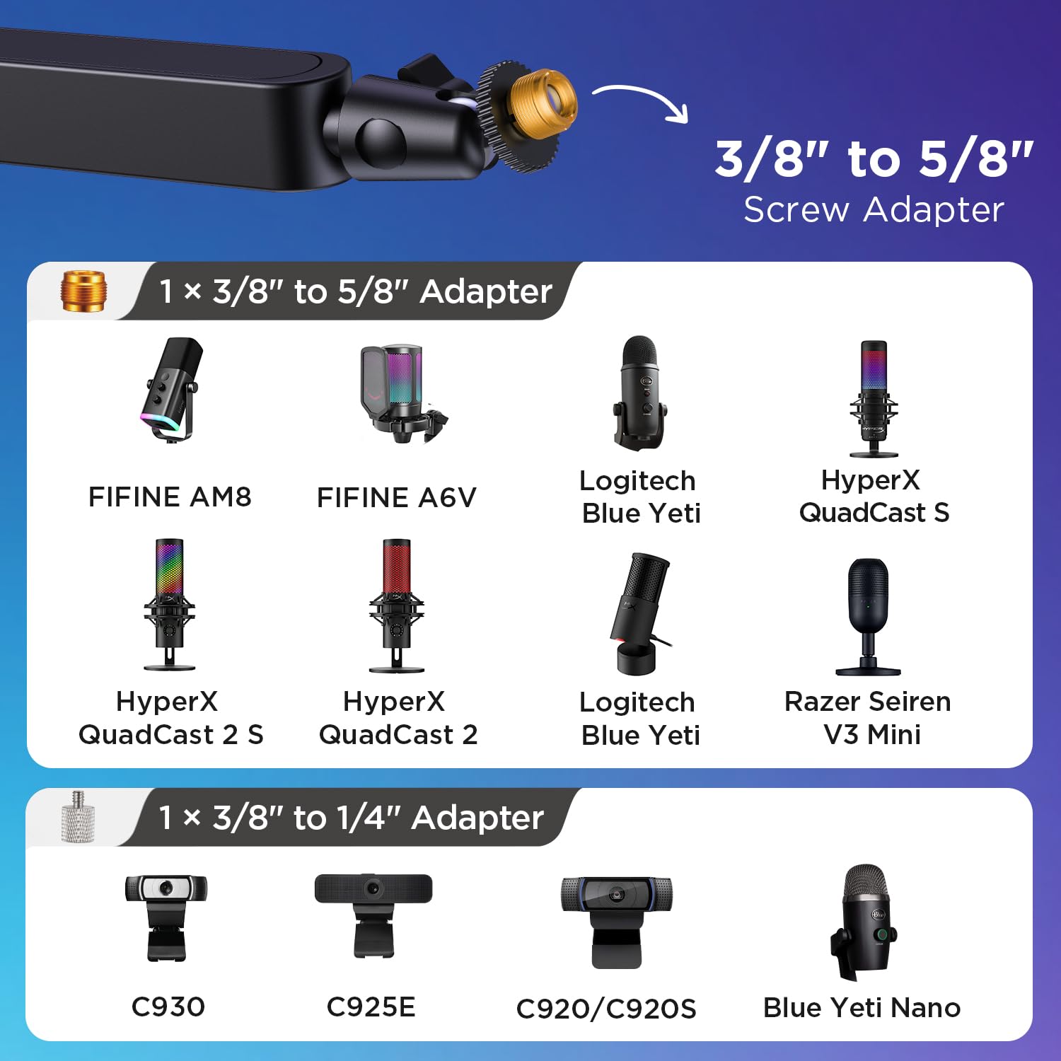 InnoGear Asta per microfono, girevole a 360°, a basso profilo, con gestione magnetica dei cavi, supporto da scrivania per Fifine AM8 K669B Blue Yeti HyperX QuadCast SoloCast AT2020, nero