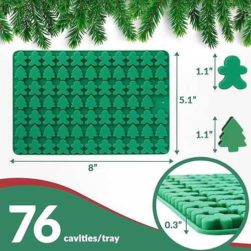 Miniatura 5 de Mini moldes de caramelo de Navidad, molde de silicona para chocolate con árbol de Navidad y pan de jengibre en forma de hombre, 152 cavidades