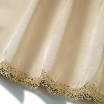Suagox Women's Long Petticoat Satin Half Slips Lace Trim