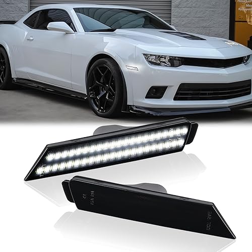 Luces LED de marcador lateral para parachoques delantero, reflectores blancos para Chevy Camaro 2010-2015, 2 unidades, lente ahumada