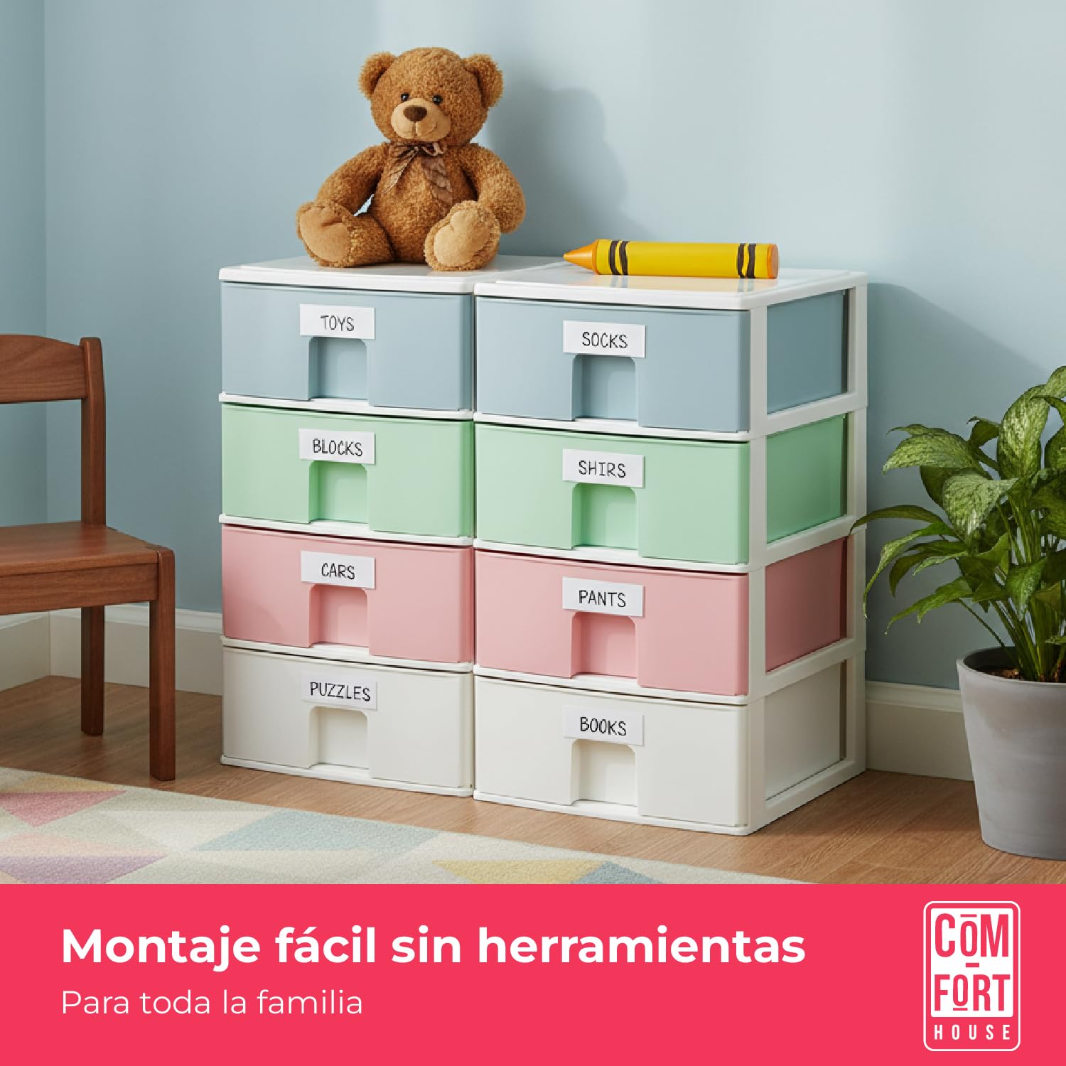 Plastic Chest of Drawers, 4 Drawers, Model Black, Paris