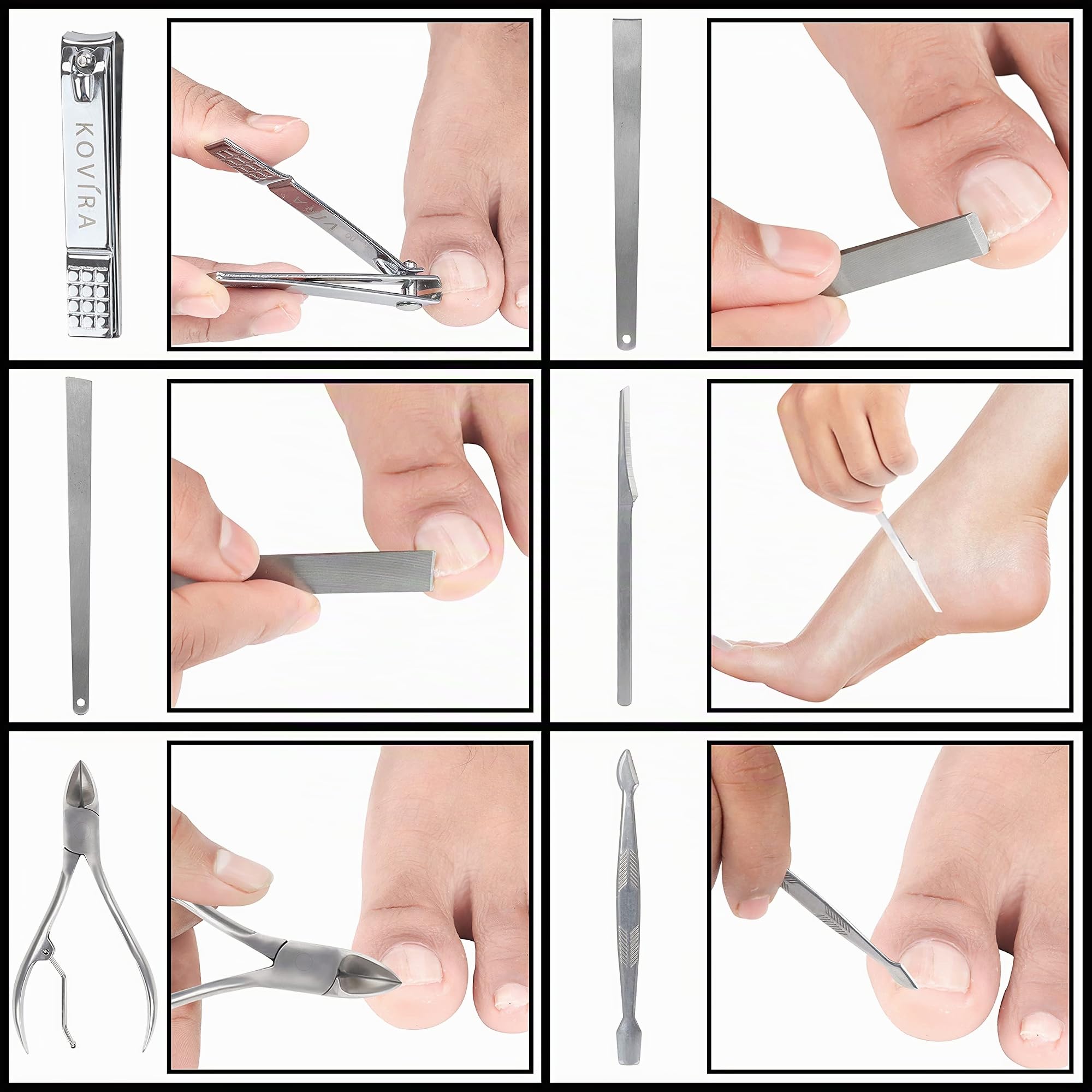 Kit Manucure Pedicure avec Coupe-Ongles (19 Pièces) - Set Manucure Professionnel en Acier Inoxydable pour Cuticules et Ongles pour Femmes et Hommes - Trousse Manucure Luxe en Simlicuir