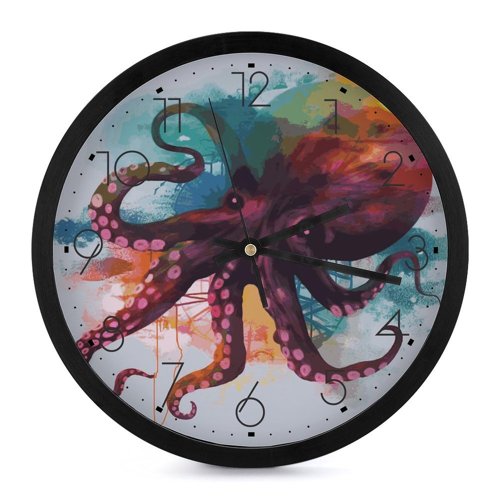 Horloge murale abstraite pieuvre aux finitions soignées et au mécanisme haut de gamme
