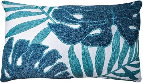 Miniatura 9 de Fundas de almohada con patrón de hojas bordadas, fundas de almohada decorativas de algodón, solo funda de almohada (18 x 18 pulgadas)