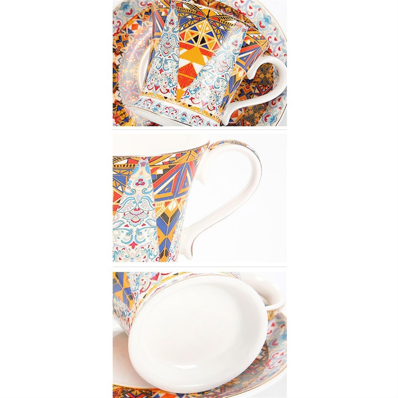 Filiżanki do herbaty Wysokiej jakości wykwintne porcelanowe filiżanki do kawy i spodki kostne zastawa stołowa vintage popołudniowa herbata talerze przekąski zestaw upominkowy latte