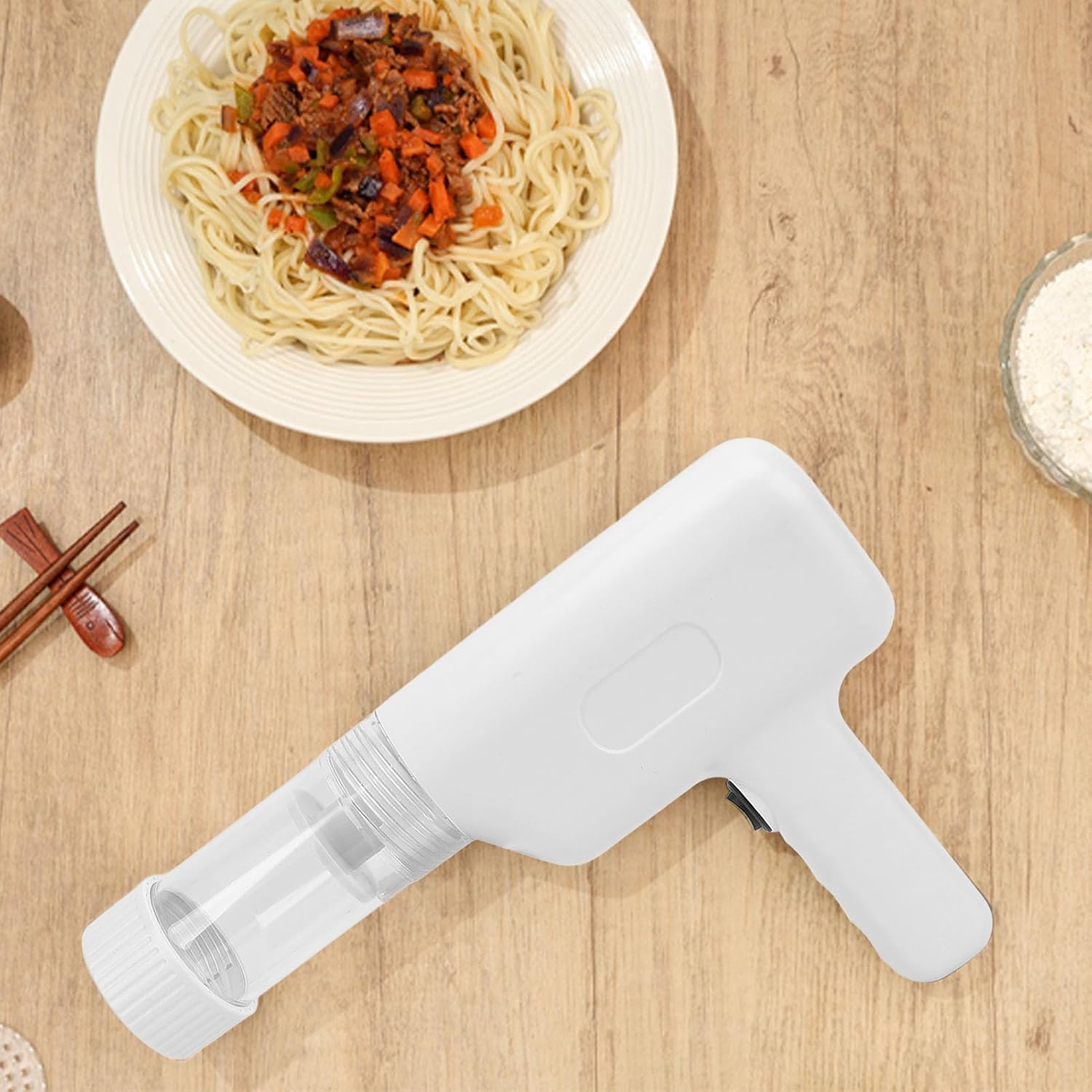 Electric Pasta Maker, Portable Handheld Noodle Making Machine Cordless Automatic Spaghetti Maker with 6 Noodle Plates and Cutter for Household Home Kitchen