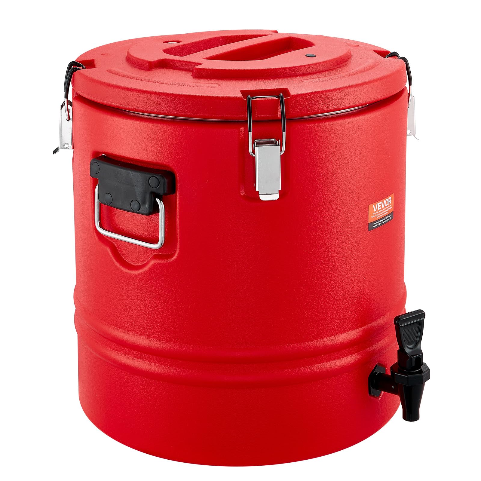 VEVOR Distributeur de Boissons Isotherme 30 L, Fontaine à Eau Chaude et Froide Non Électrique, Intérieur Inox 304, Rouge