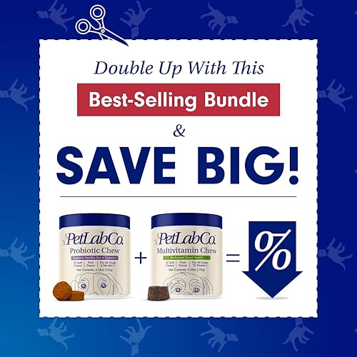 Miniatura 4 de PetLab Co - Paquete de probióticos multivitamínicos y perros multivitaminas masticables para perros apoyan la salud y probióticos para perros para