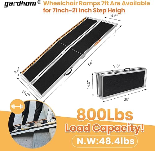 Miniatura 17 de gardhom - Rampa portátil para silla de ruedas de 3 pies, rampa plegable de aluminio antideslizante para silla de ruedas, rampas para sillas