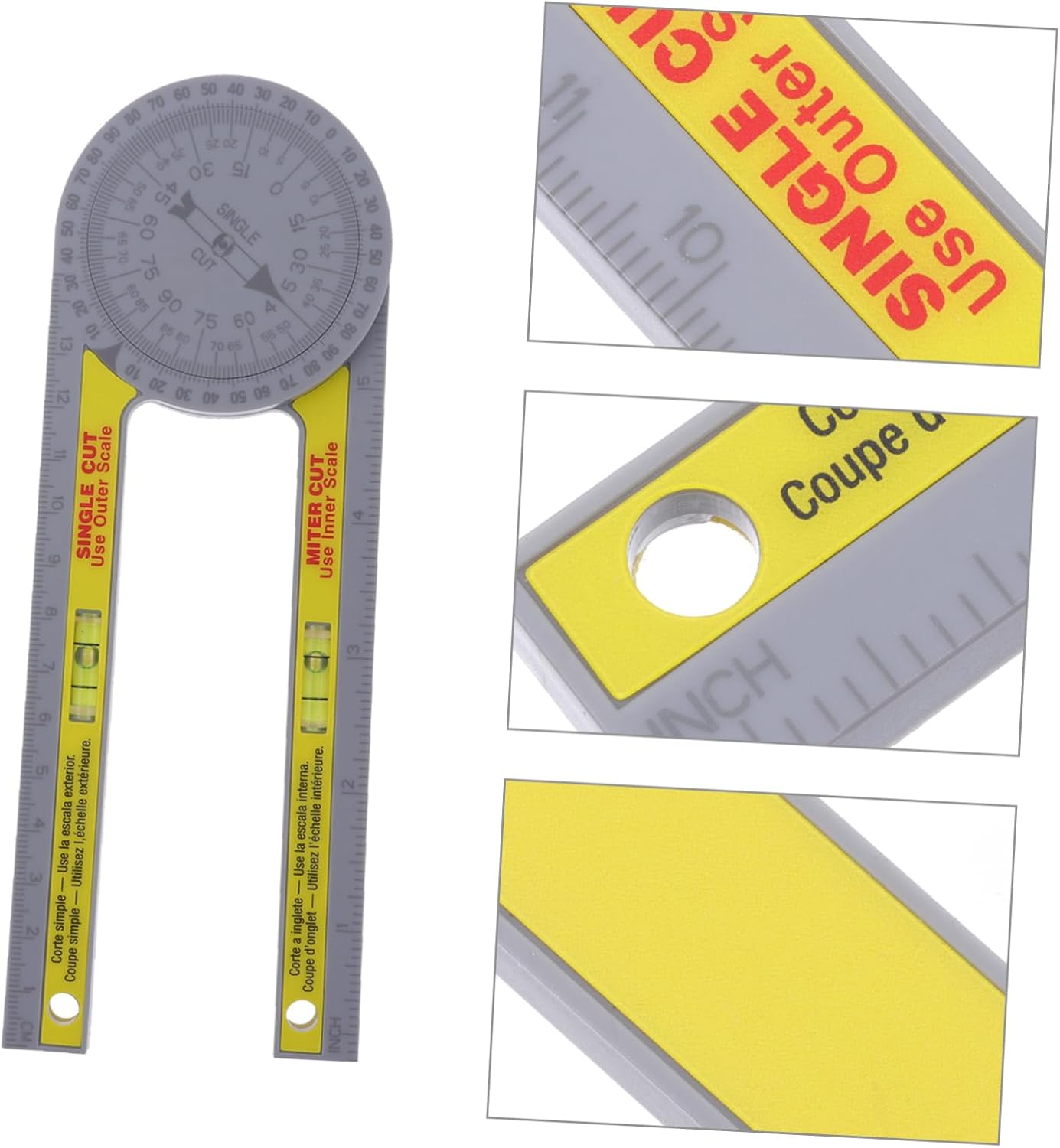 HOMSFOU 3pcs Miter Protractor Plastic Angle Ruler for Woodworking Measuring Tool for Trim Work Plumbing Carpentry Easy to Carry Scratch-resistant Design Convenient Storage