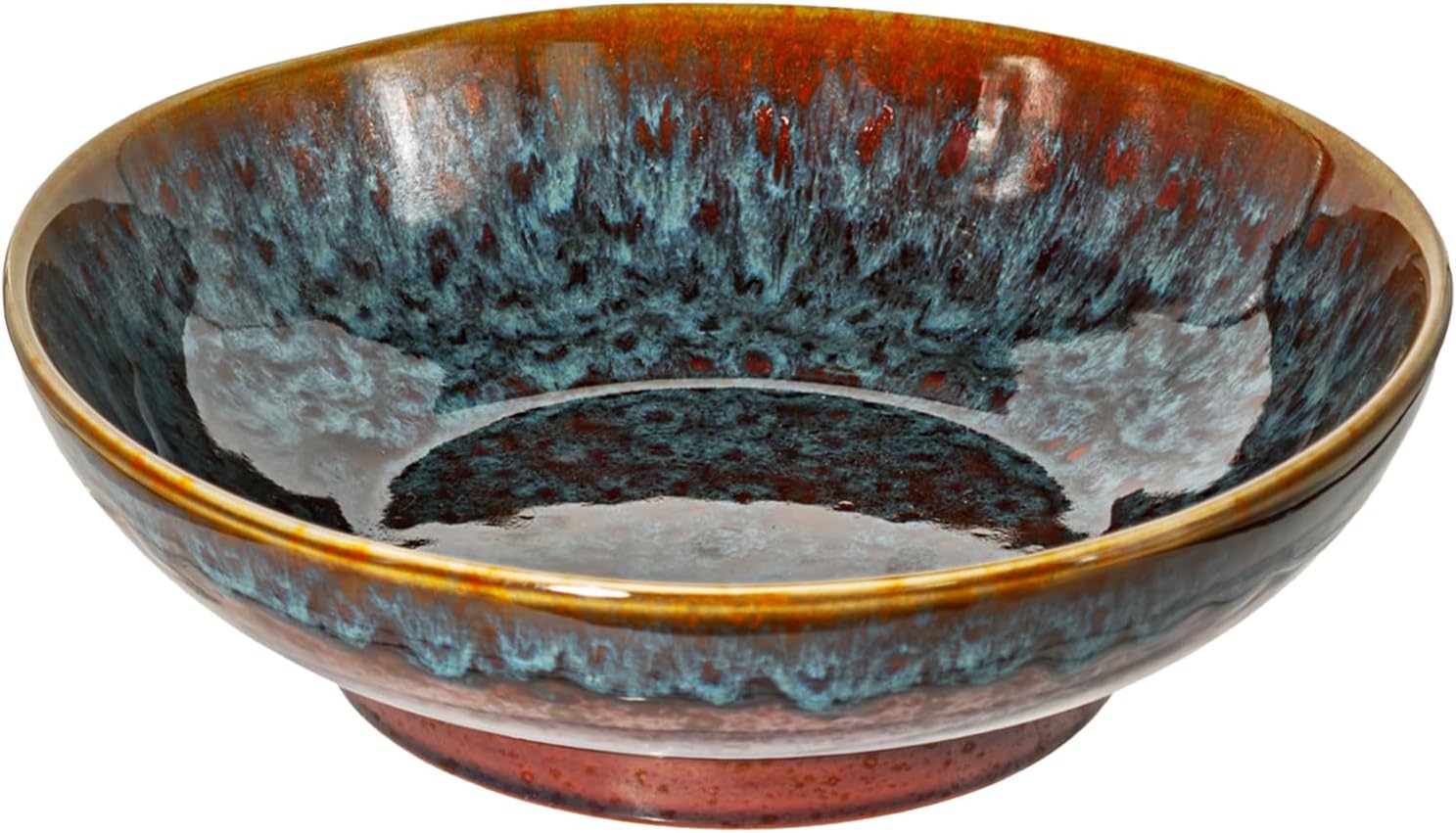 Ceramic Fruit Bowl,10.2" Decorative Bowl, Large Fruit Bowl for Kitchen Counter, Pedestal Bowl, Kitchen Counter Décor, Bread Candy Snacks Organizer(Magic Eye Blue)