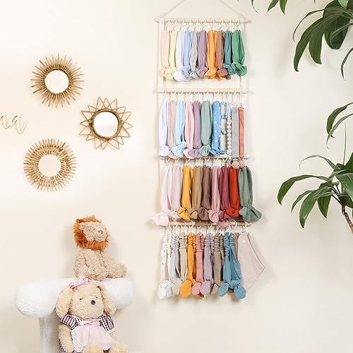 Miniatura 7 de POVETIRE Soporte para diadema para niñas, diademas de bebé, accesorios para el cabello, organizador de almacenamiento para colgar en la pared para