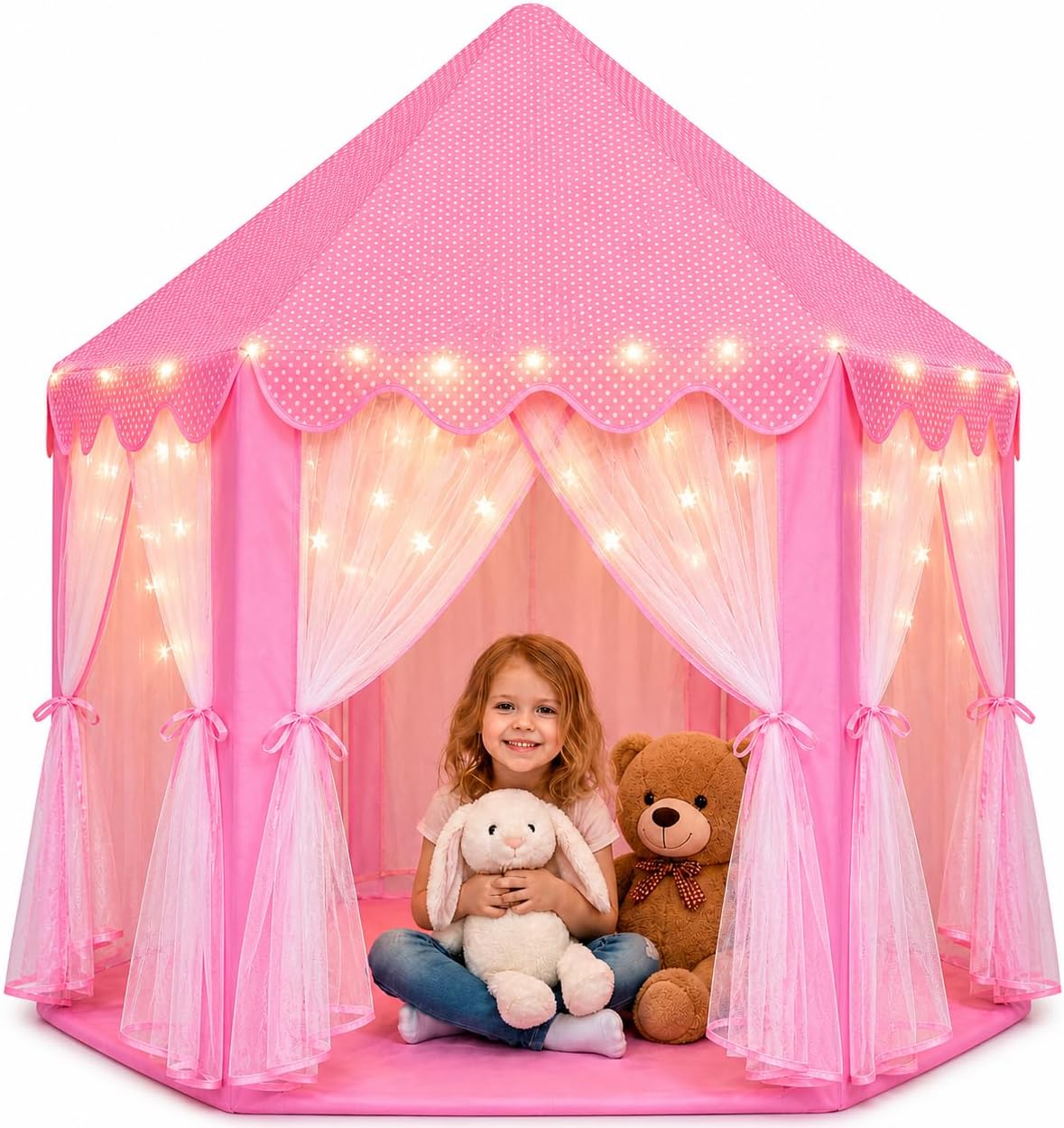 Orian Princess Tent for Kids, Toddler & Kids Pink Play Tent Indoor & Outdoor Princess Castle Fort for Girls and Toddlers
