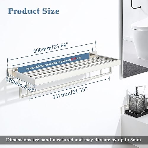 Miniatura 2 de Alise Toalleros de 24 pulgadas para baño, toallero montado en la pared con barras de toalla dobles, estante de toalla de acero inoxidable SUS 304,