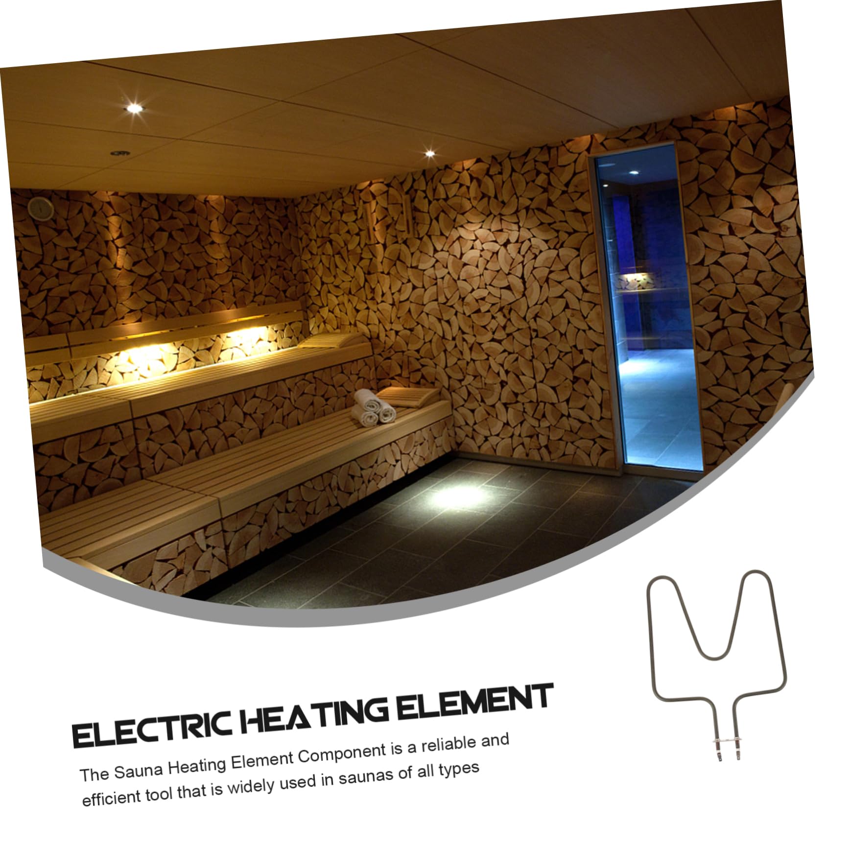 Elemento Tubular Eléctrico de Sauna de Acero Inoxidable Negro