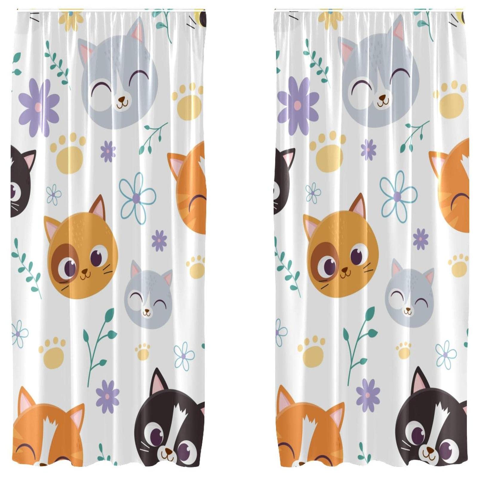 Cortinas opacas Cat de 55 x 84 pulgadas, cortinas infantiles para dormitorio