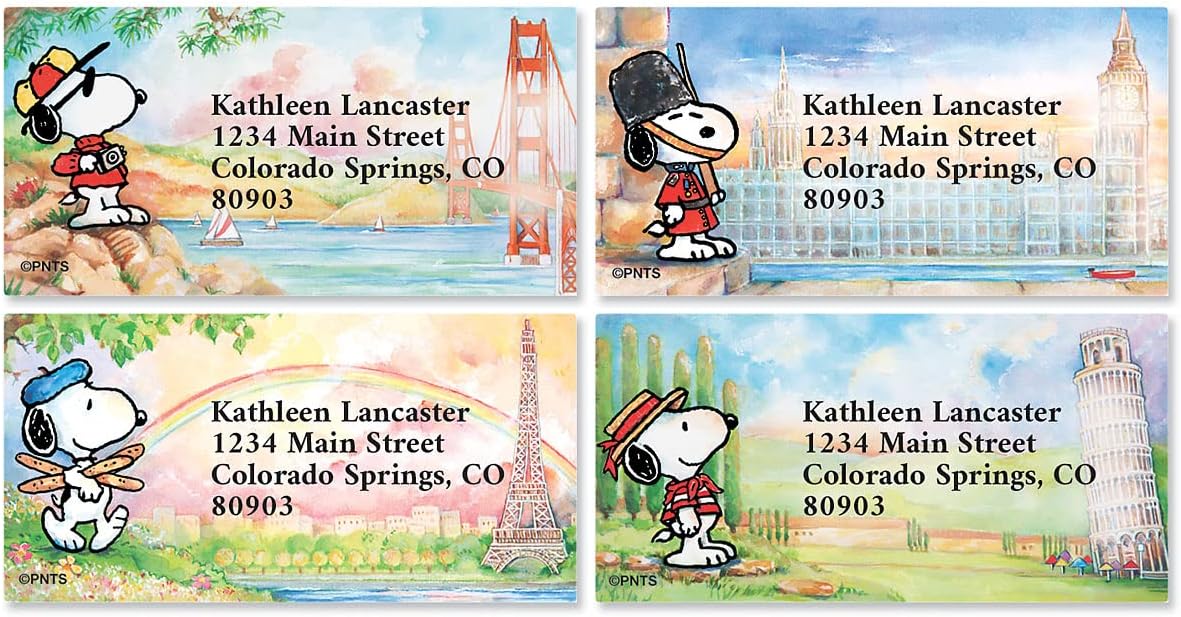 Colorful Images Our Family Peanuts Return Address Mailing Labels, Personalized with Name & Shipping Address, 144 Self Adhesive, Easy Peel Flat Sheet Label Pack, 1⅛” x 2¼”, 1 Design image 5