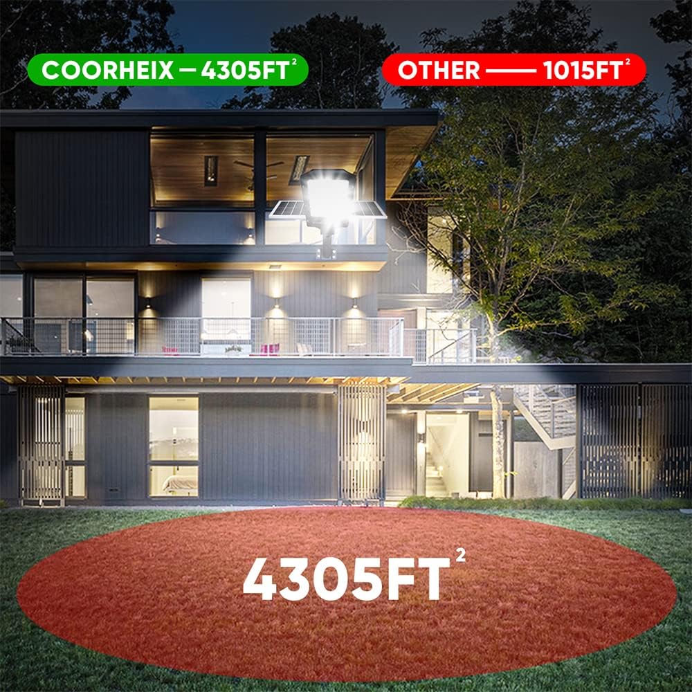 Solar Street Lights Outdoor, 4600W Solar Powered Flood Lights IP67 Waterproof 6500K 504 LEDs Commercial Security Light with Remote Control Dusk to Dawn for Parking Lot Yard Garden Garage etc.